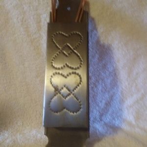 *Heart Tin Punched Long Metal Wall Match Holder #54PLU (NWT)